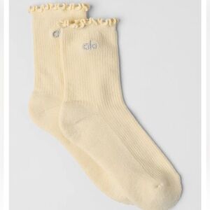 alo womens lettuce edge sock - lemon ice